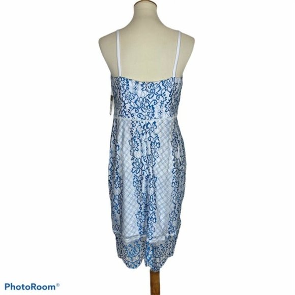 Guess White Blue Lace Dress Women’s 12 - Picture 5 of 8